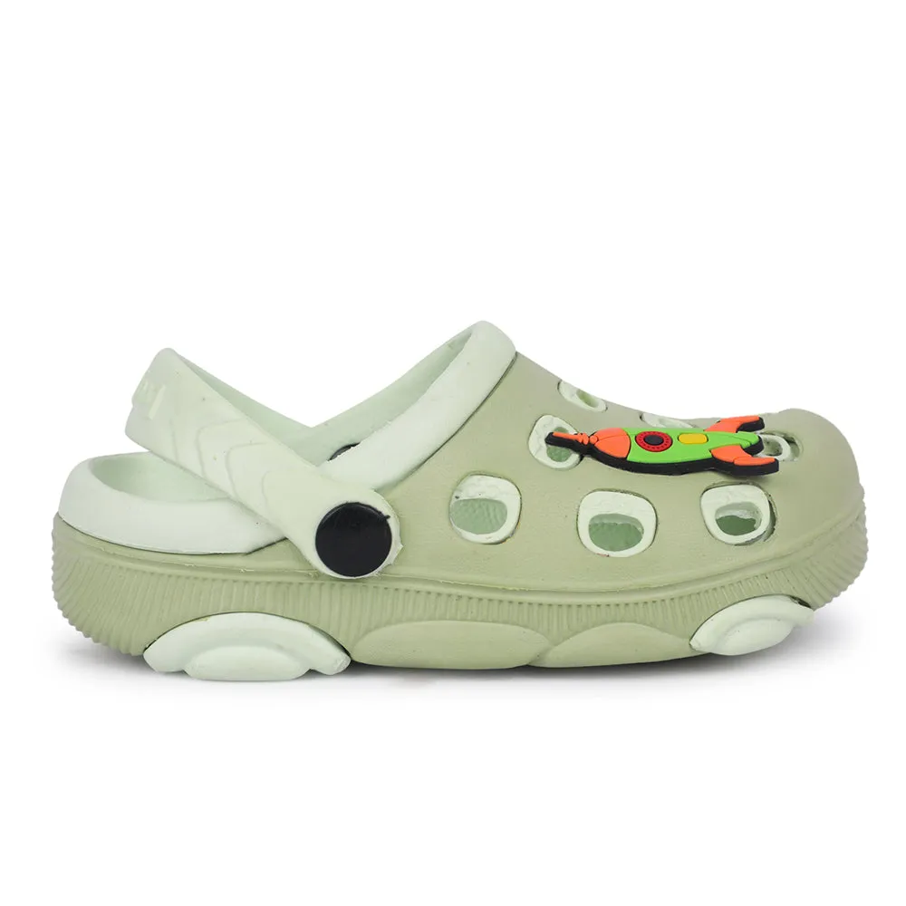Lucy & Luke Green Casual Slingback Clogs For Kids LPMXT-823 By Liberty Non Slip Sole Multi Directional Flexibility