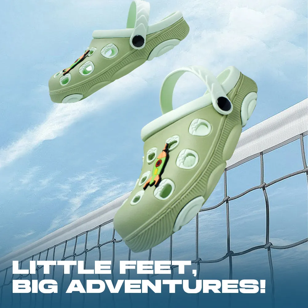 Lucy & Luke Green Casual Slingback Clogs For Kids LPMXT-823 By Liberty Slip Resistant Technology