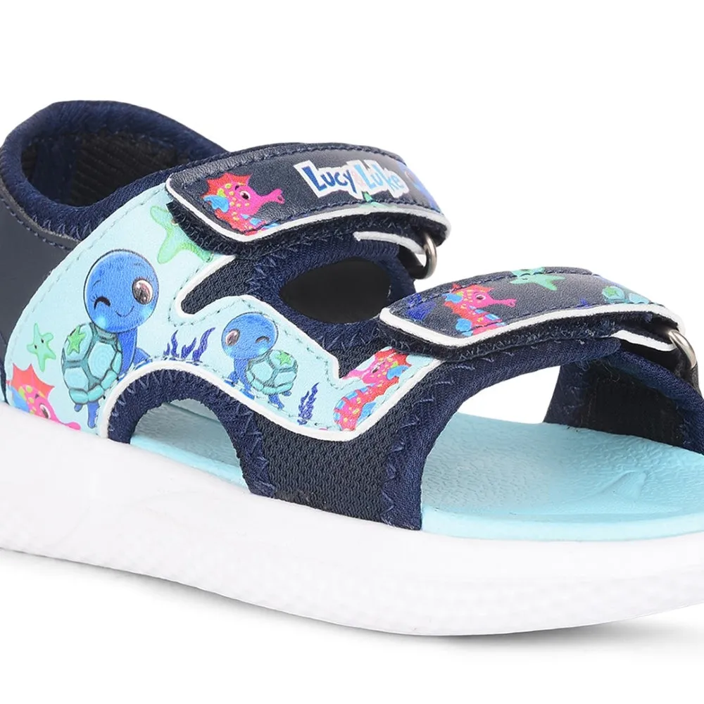 Memory Foam Padded Touch Lucy & Luke  Navy Blue Casual Sandal For Kids HIPPO-51 By Liberty