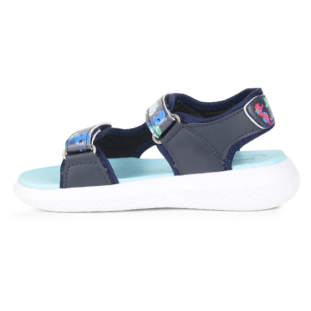 Lucy & Luke  Navy Blue Casual Sandal For Kids HIPPO-51 By Liberty Comfortable walking shoes Buckle Detail