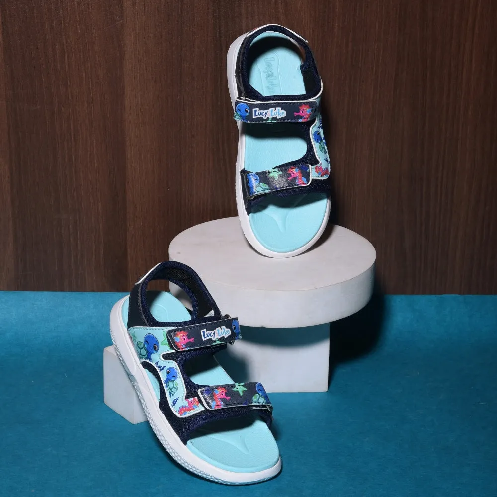 Lucy & Luke  Navy Blue Casual Sandal For Kids HIPPO-51 By Liberty Sport Ease Warm Feel