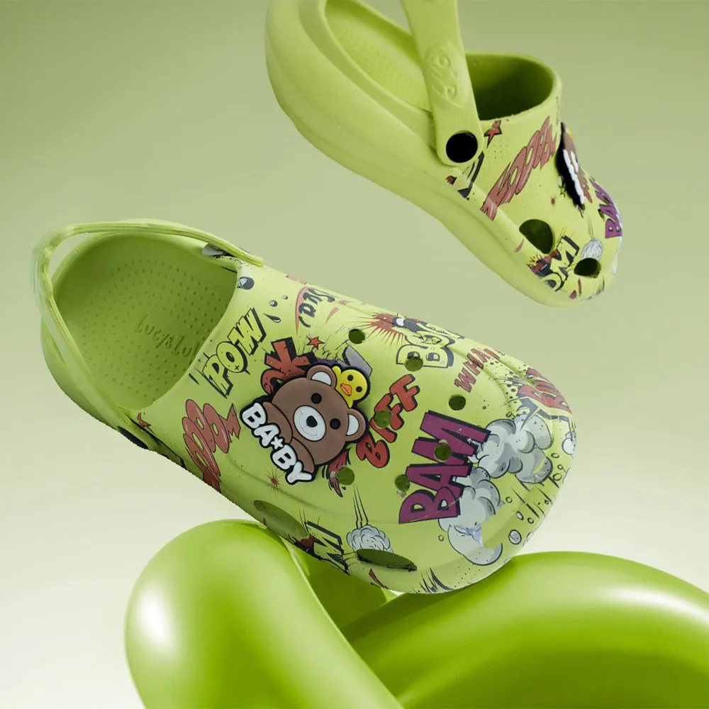 Stylish Footwear Lucy & Luke P. Green Casual Sling Back Clogs For Kids ALEX-10E By Liberty