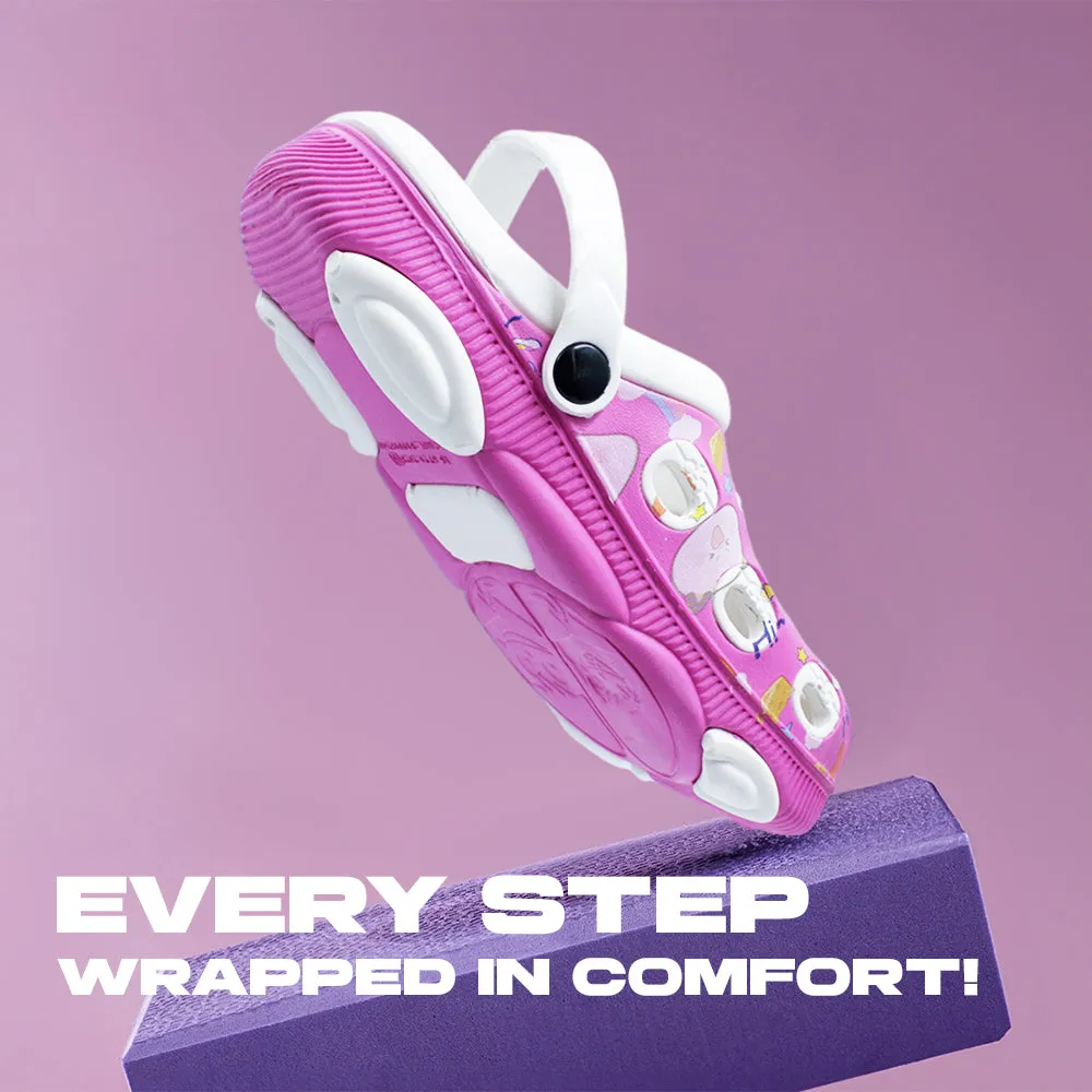 Lucy&Luke Pink Casual Sling Back Clogs For Kids LPMXT-820 By Liberty Knit Upper No-Slip Comfort