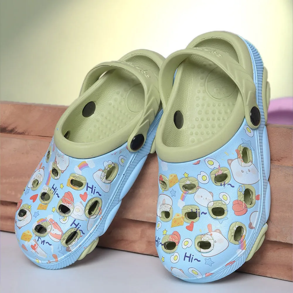 Mesh Zip Up Design Lucy&Luke Sky Blue Casual Sling Back Clogs For Kids LPMXT-820 By Liberty