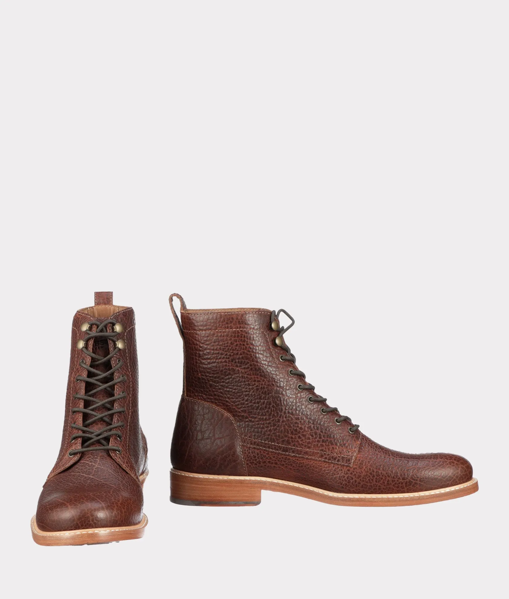 Walk Ease Elastic Material 6" Lace Up Derby Boot :: Whiskey