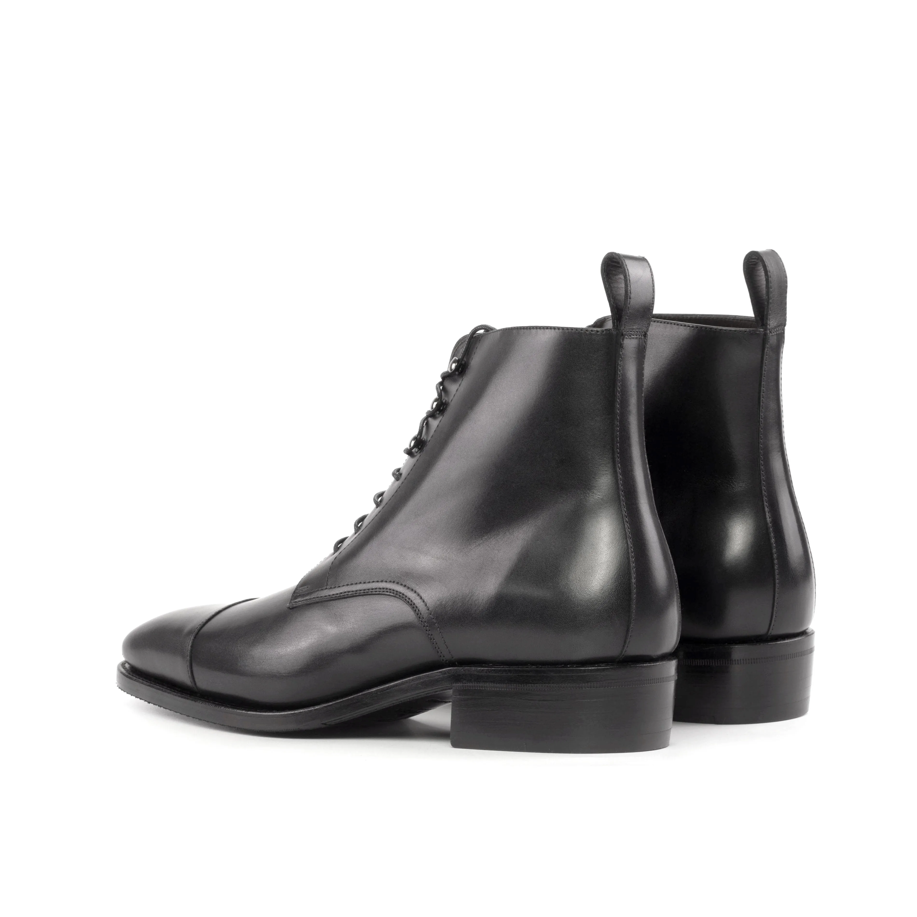 Warm Climate Clean Cut Black Calf Cap Toe Boots