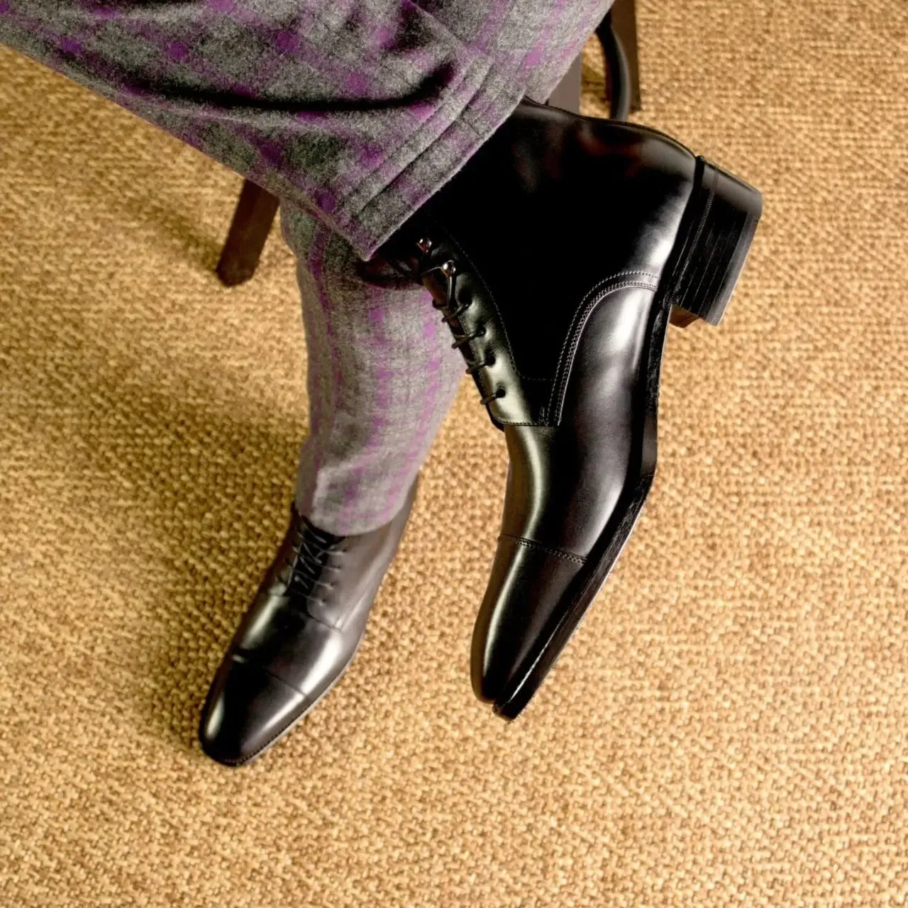 Office Meeting Cool Pace Black Calf Cap Toe Boots