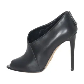 Prada Leather Asymmetric Peep-Toe Booties Cactus Cool