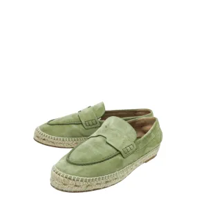 Boho Free Top quality Hermes Vert Sauge Suede Goatskin Trip Espadrille 35