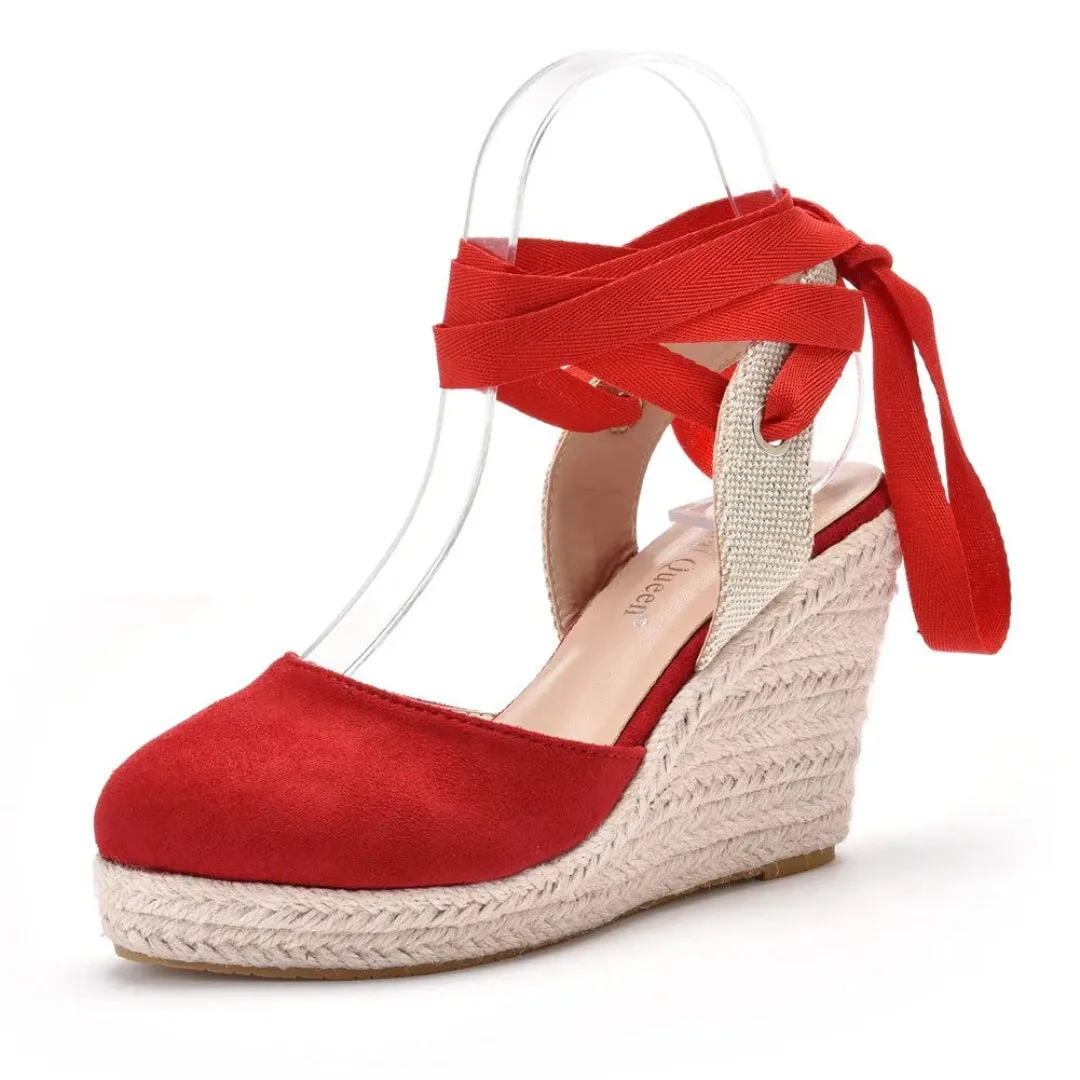 Marbella Lace-Up Wedge Espadrilles Knit Touch Secure Rise