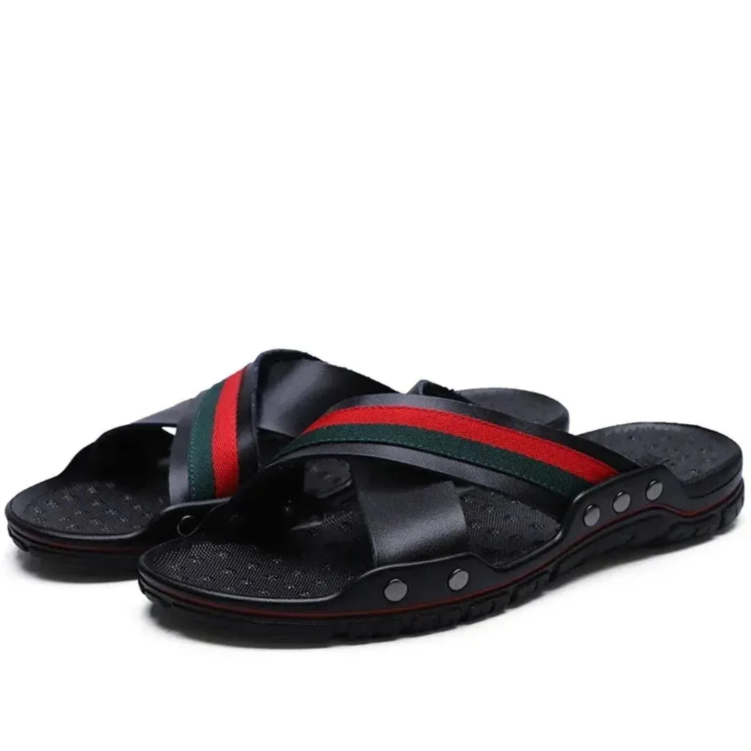 rubber Marcellus Cross Straps Slides