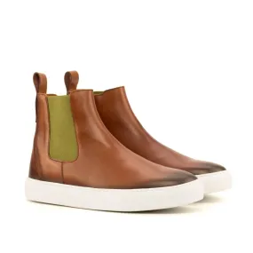 Medium Brown Calf Chelsea Sneaker Boots Street Fashion Functional Look