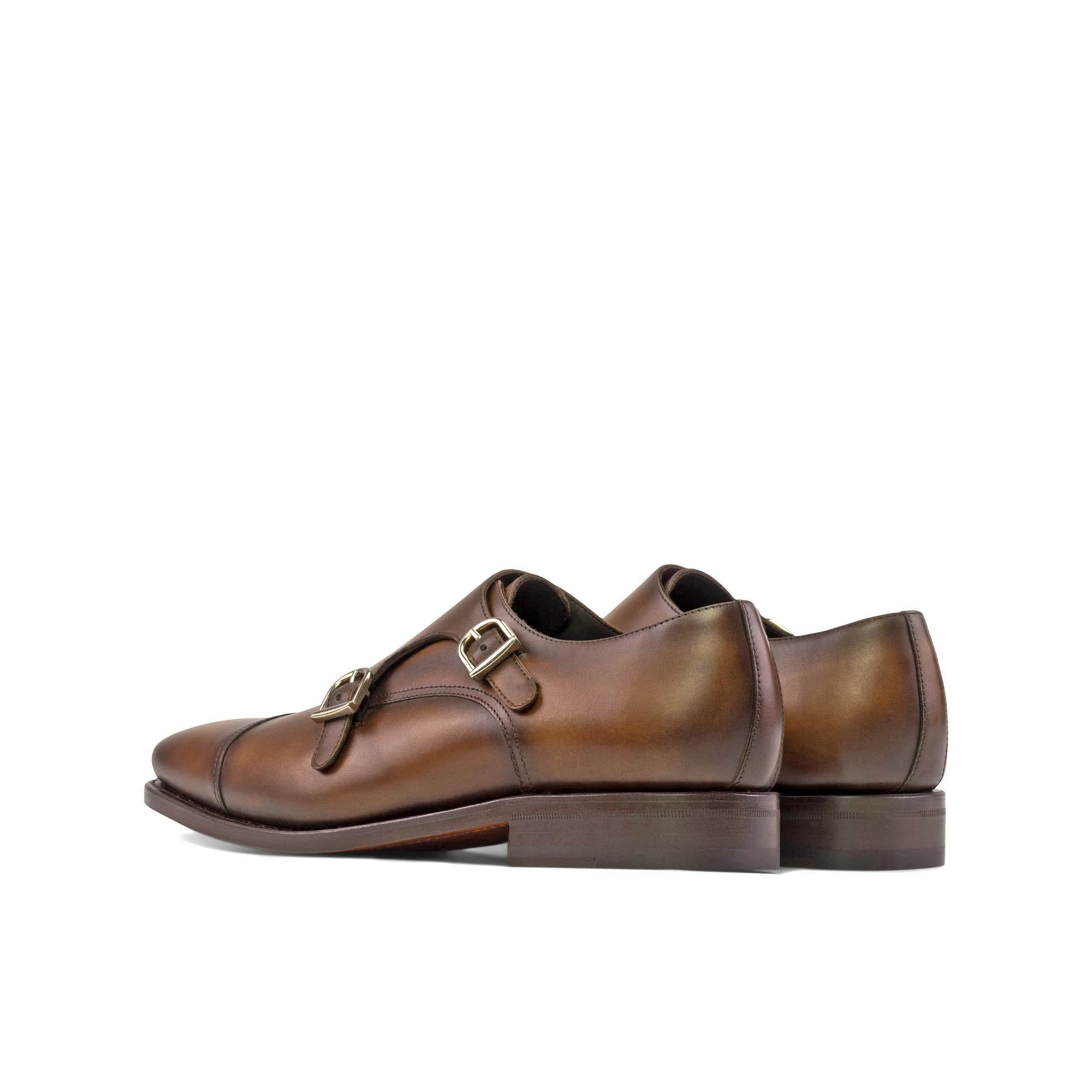 Anti Slide First Move Medium Brown Calf Leather Double Monk Strap
