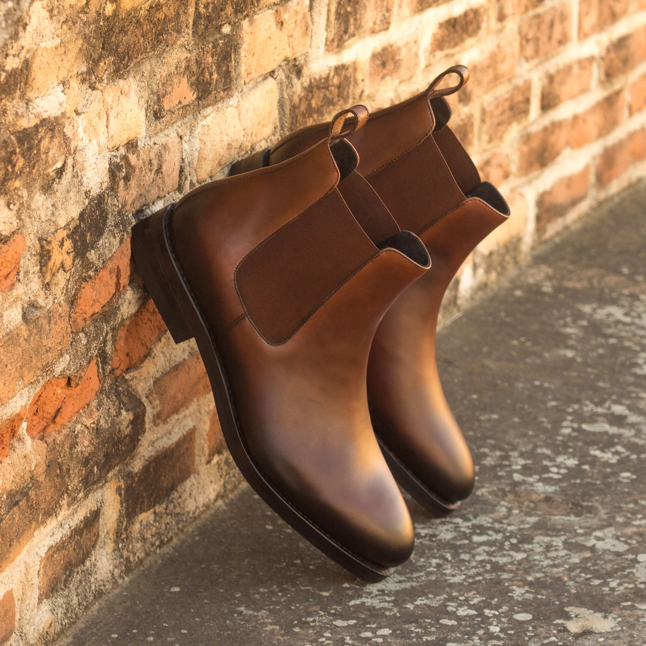Elegant Footwear Medium Brown Painted Calf Chelsea Boots