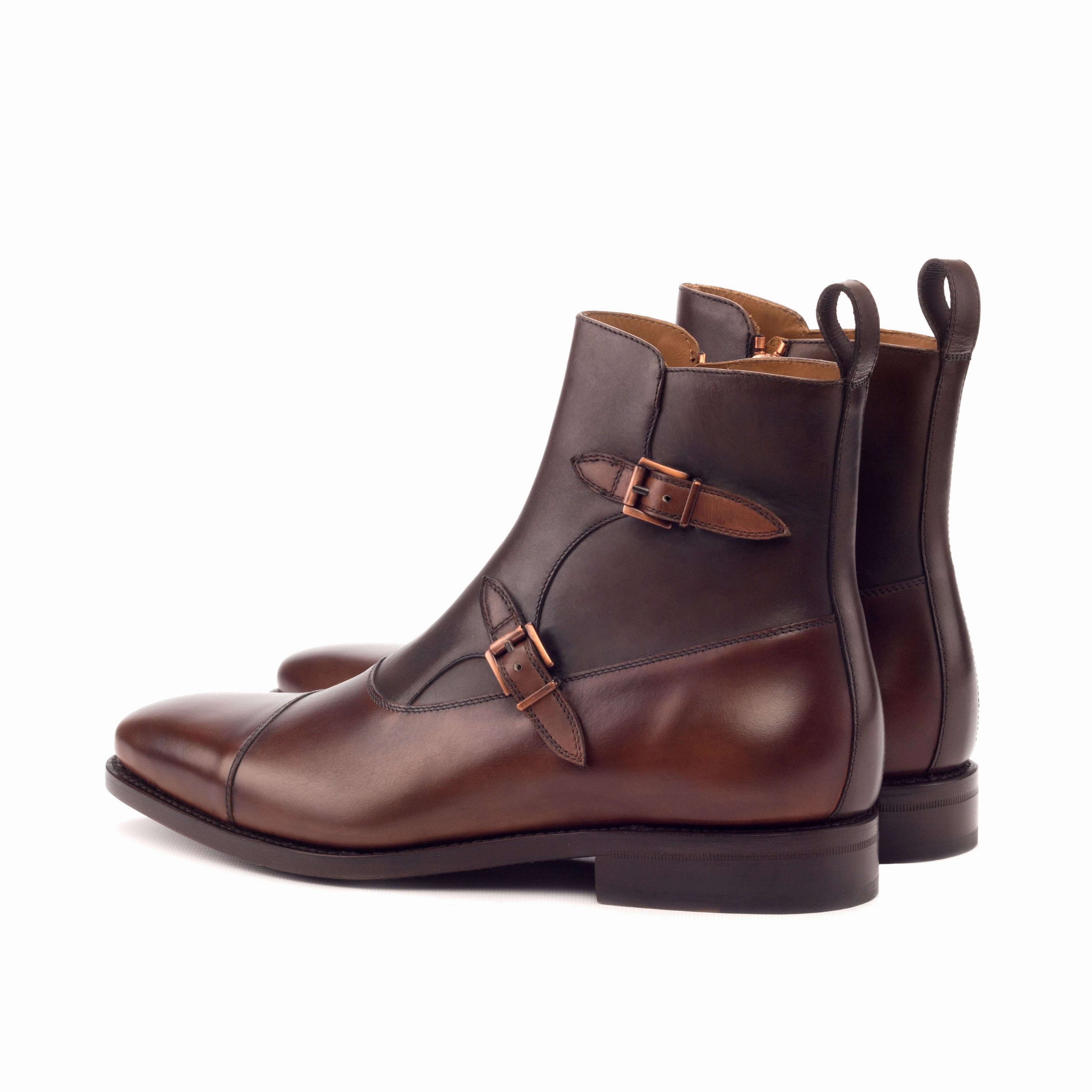 Protective Footwear Medium & Dark Brown Painted Calf Double-Monk Boots