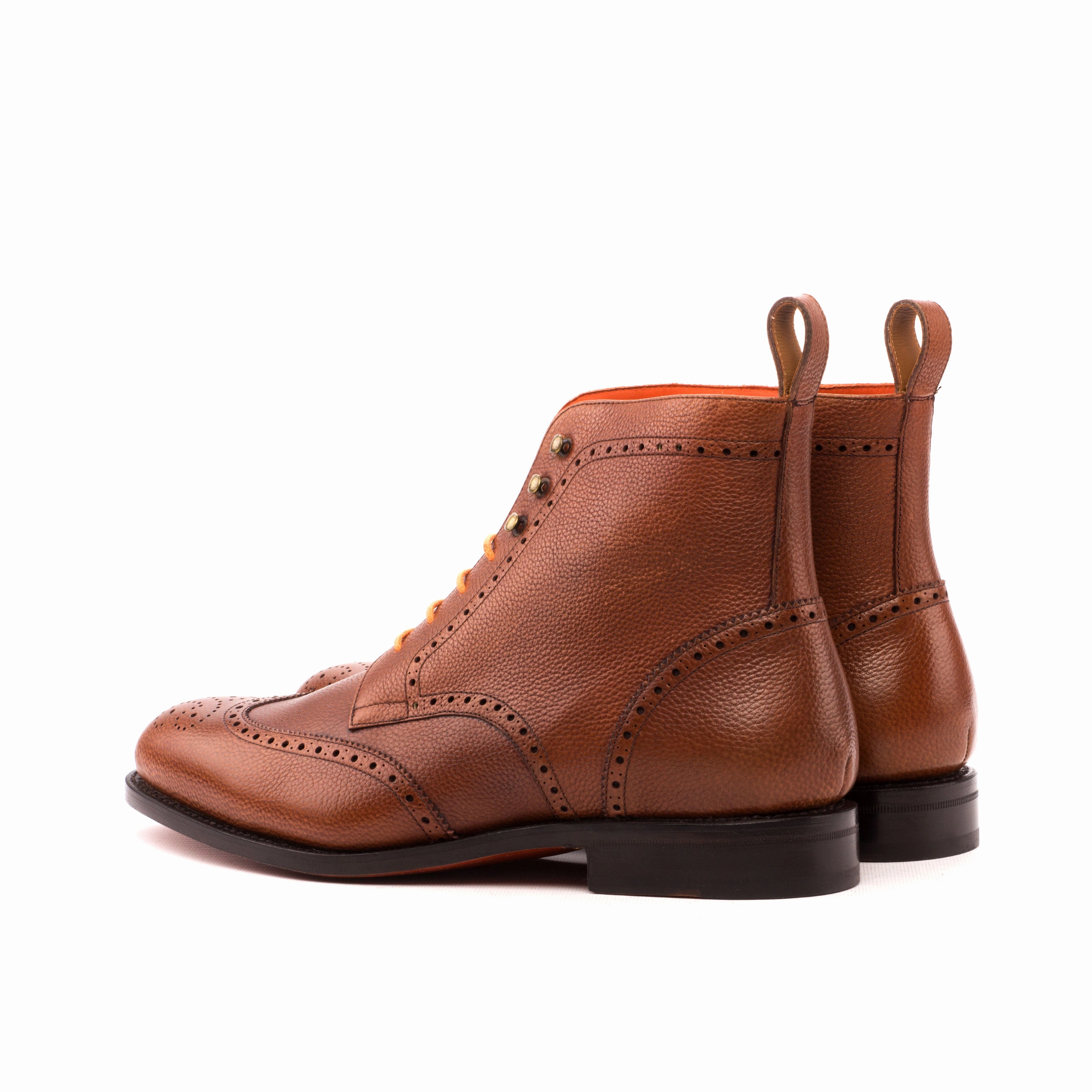 Medium Brown Full-Grain Leather Brogue Boots Everyday Comfort
