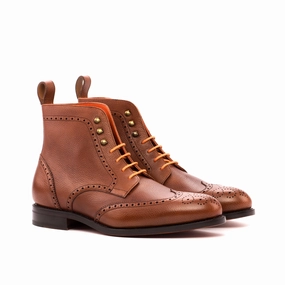 Quick Access Medium Brown Full-Grain Leather Brogue Boots