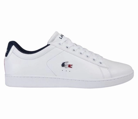 mid - top style Amateur athletes Men's Lacoste Carnaby Evo TRI1 SMA (White/Navy/Red)
