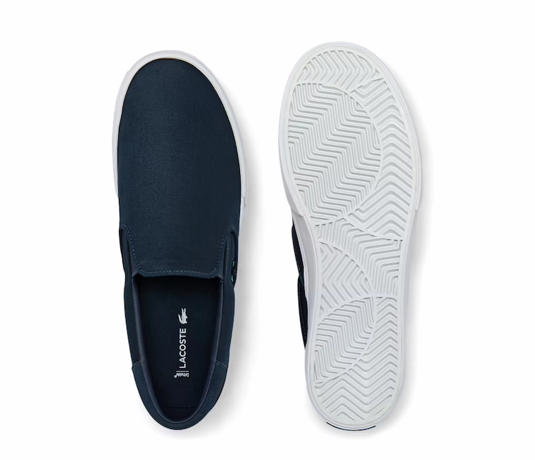 Men's Lacoste Jump Serve Slip (Navy) Flexibility running in an underpass area shoes