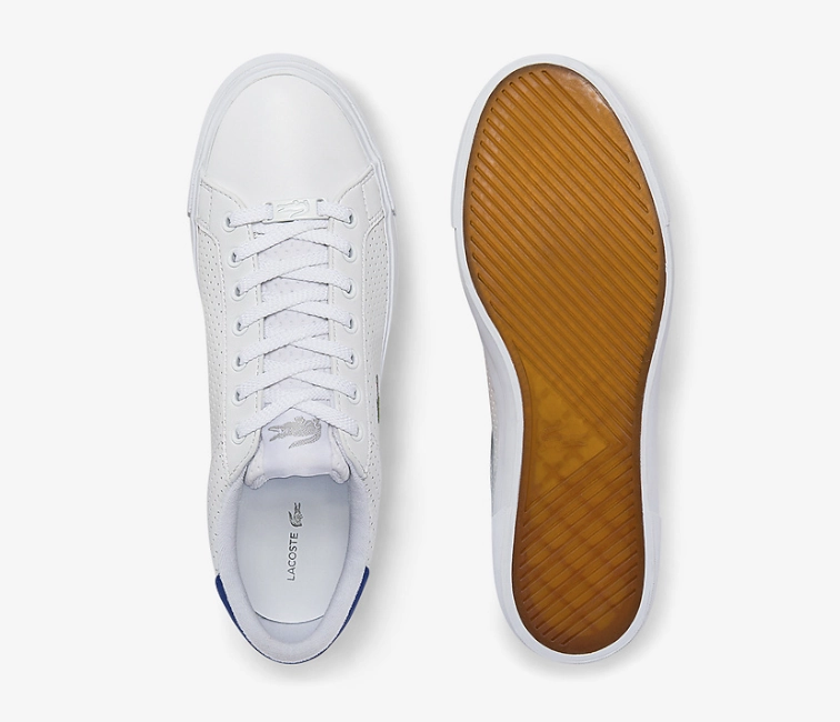 running in soft tracks shoes fitness gear Men's Lacoste Lerond Plus 0722 (White/Blue)