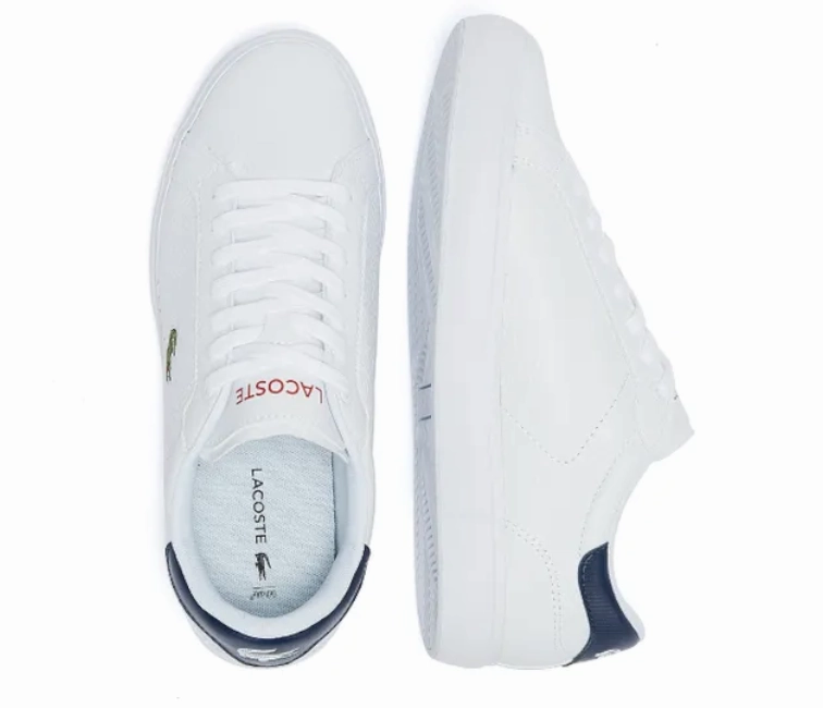 Men's Lacoste Powercourt 0721 2 SMA (White/Navy/Red) lifestyle - sneakers running in a cantilever bridge area shoes