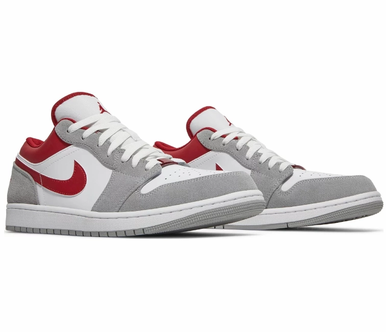 black shoes Men's Nike Air Jordan 1 Low SE (Smoke Grey/Red)
