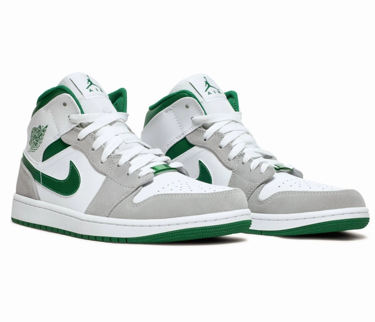 cushioned running pick Men's Nike Air Jordan 1 Mid SE (Grey/Pine Green)