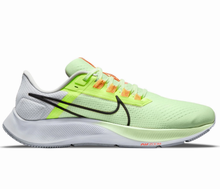 Men's Nike Air Zoom Pegasus 38 (Volt/Black) Wide fit competitive running shoe function
