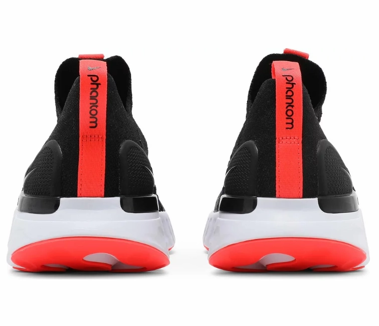 Men's Nike React Phantom Run (Black/Bright Crimson) running in a gondola station area shoes nylon shoes