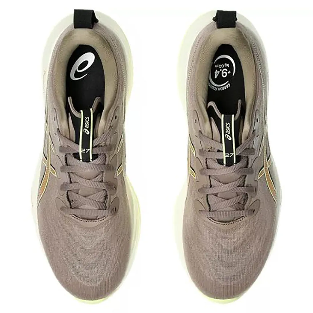 Heel lockdown Stable Mens Asics Gel-Cumulus 27 Wide in Taupe Grey/Black