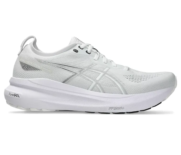 Mens Asics Gel Kayano 31 (White/Concrete) early morning run Comfortable Experience
