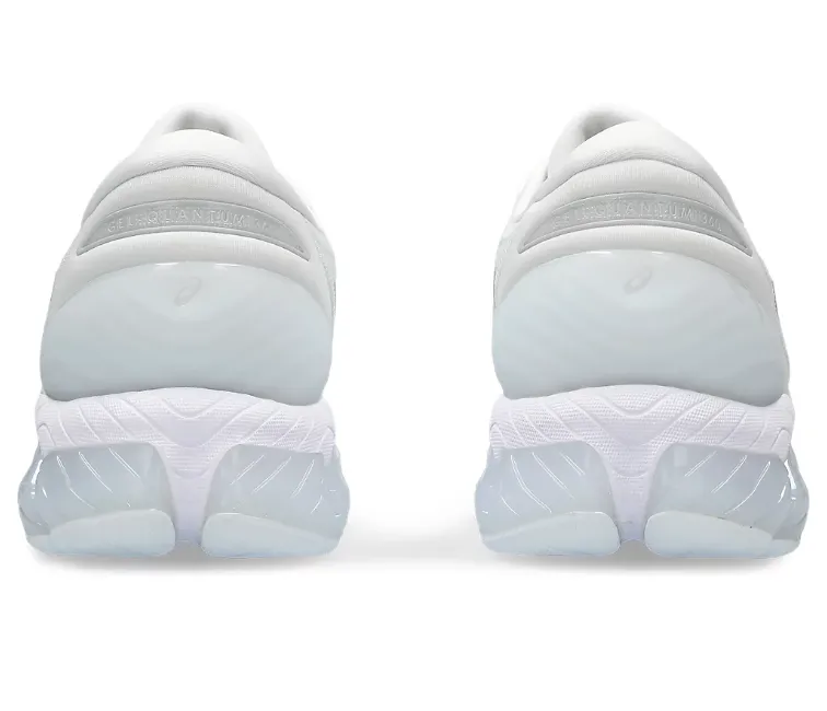 Men's Asics Gel-Quantum 360 8 (White/Glacier Grey) running in a train station area shoes