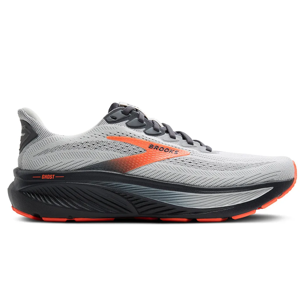 Mens Brooks Running Ghost 17 in Oyster Mushroom/Orange/Ebony Textured Grip Stylish grip