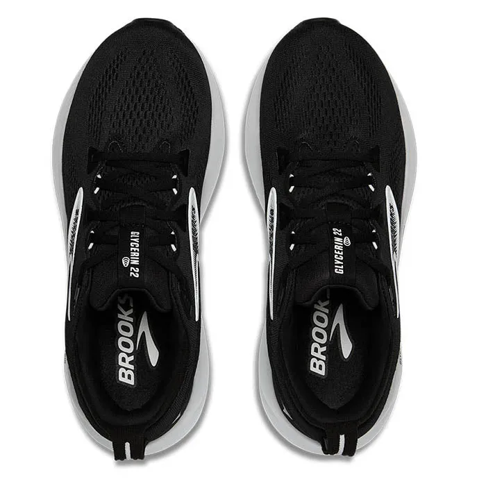 Subtle Detail Daily Travel Mens Brooks Running Glycerin 22 in Black/Grey/White