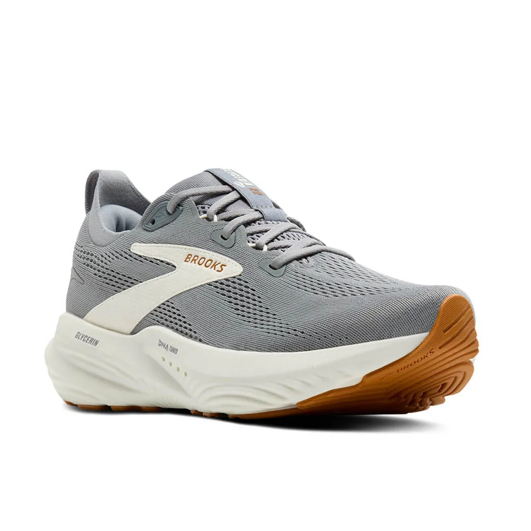 Flexible Midsole Design Mens Brooks Running Glycerin 22 in Coconut/Tea/ Blazing Yellow