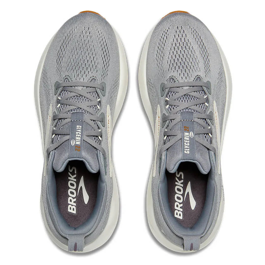 Extra Padding Mens Brooks Running Glycerin 22 in Coconut/Tea/ Blazing Yellow