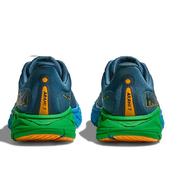Mens Hoka Arahi 7 in Thunder Cloud/Stormy Skies ElasticBand Seamless Design