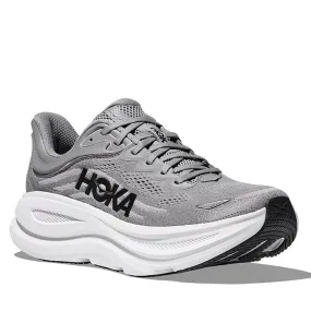 Mens Hoka Bondi 9 in Galactic Grey/Stellar Grey Elastic Lace System