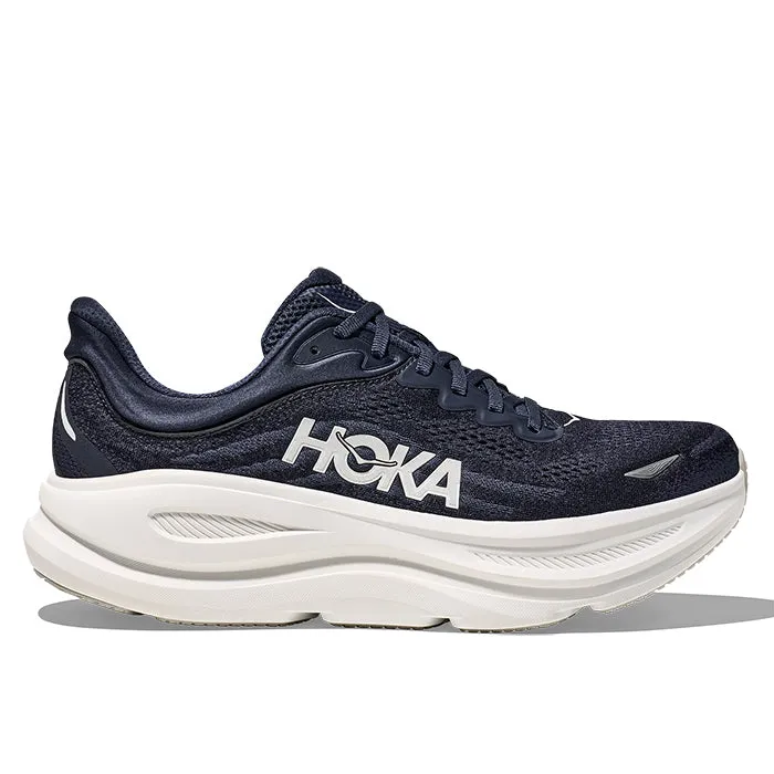 Mens Hoka Bondi 9 in Varsity Navy/White Iconic Piece Quick Dry Materials