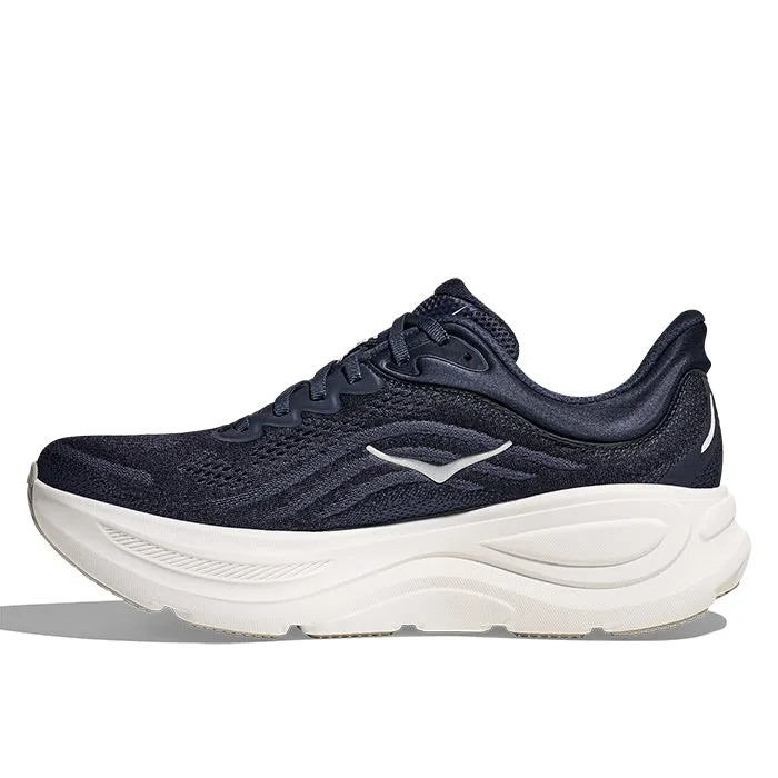 Mens Hoka Bondi 9 in Varsity Navy/White Eco Friendly Dye Process Ankle Strap