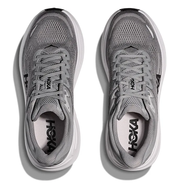 Mens Hoka Bondi 9 Wide in Galactic Grey/Stellar Grey Relaxed Fit