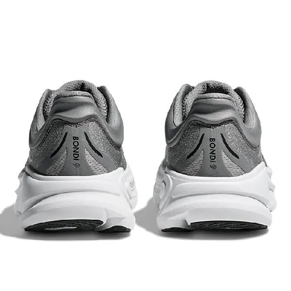 Mens Hoka Bondi 9 Wide in Galactic Grey/Stellar Grey Exclusive breathability Shock Base
