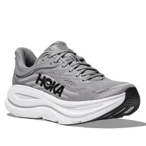 Mens Hoka Bondi 9 Wide in Galactic Grey/Stellar Grey Contoured Footbed Design Light Flex