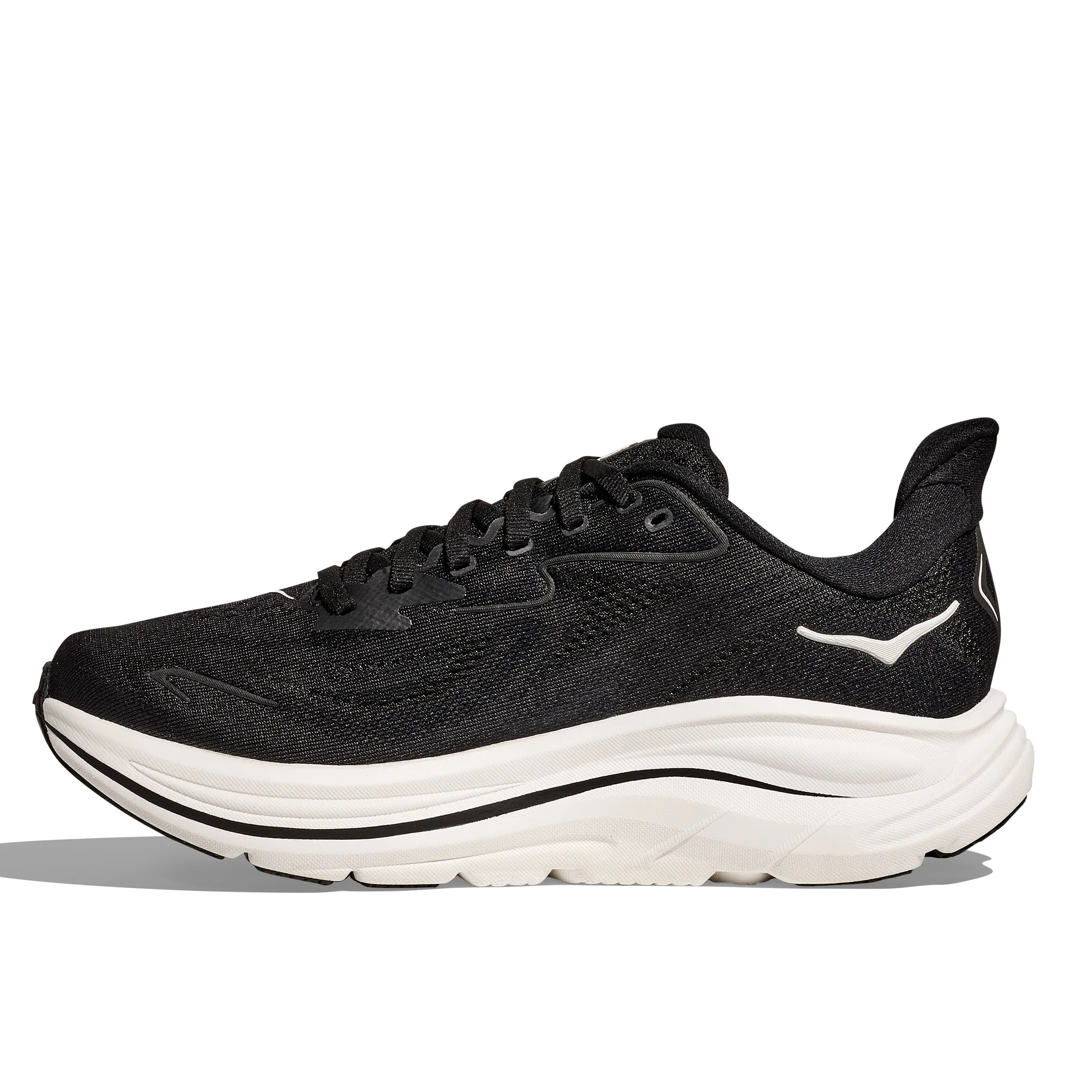 TPU sole Mens Hoka Clifton 10 Extra Wide in Black/White