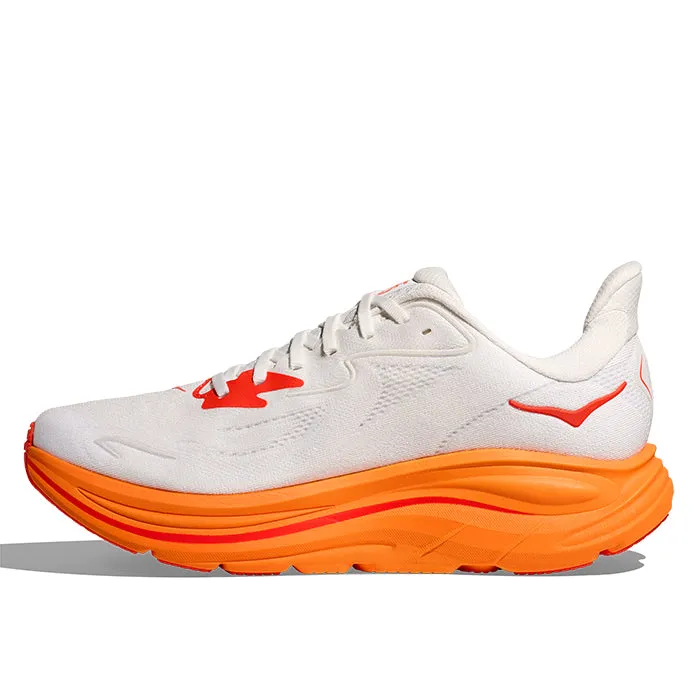 back to school Mens Hoka Clifton 10 in Frost/Orange Zest