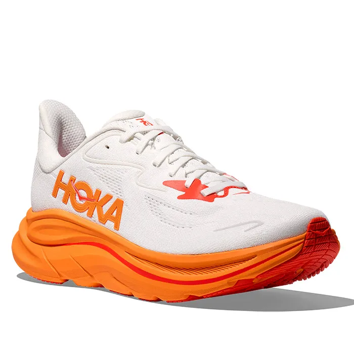 Mens Hoka Clifton 10 in Frost/Orange Zest Torsion Plate