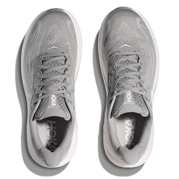 Mens Hoka Clifton 10 in Stellar Grey/Stardust Structured Heel Cup Long Walk