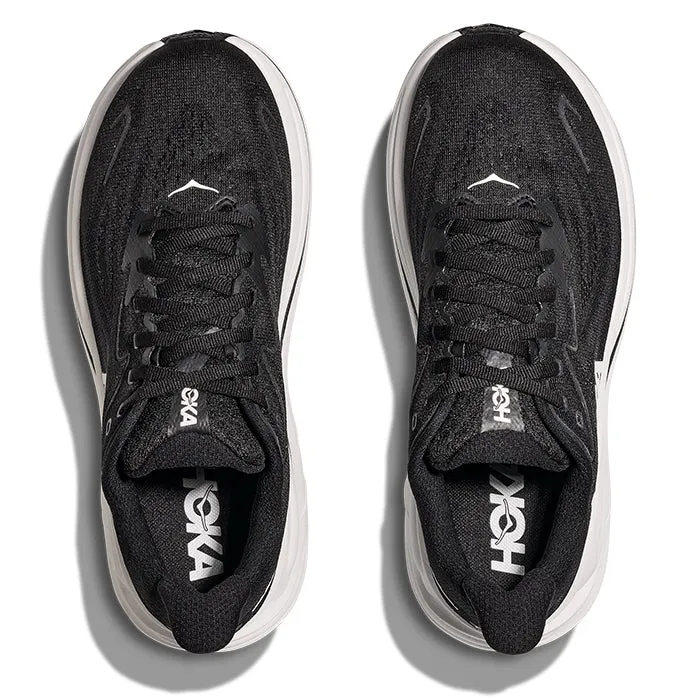 Mens Hoka Clifton 10 Wide in Black/White Hybrid Cushioning