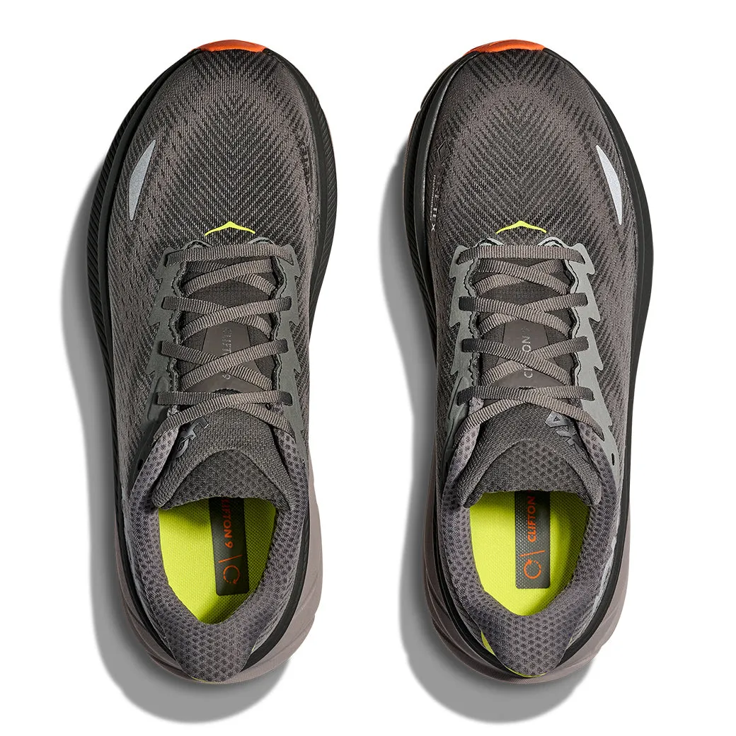 Seamless Inner Lining Lateral Support Mens Hoka Clifton 9 GTX in Asphalt Grey/ Gravel