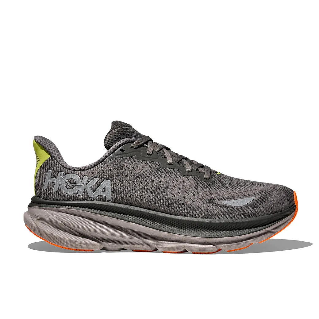 Rubber Traction Pods ShockAbsorbing Mens Hoka Clifton 9 GTX in Asphalt Grey/ Gravel